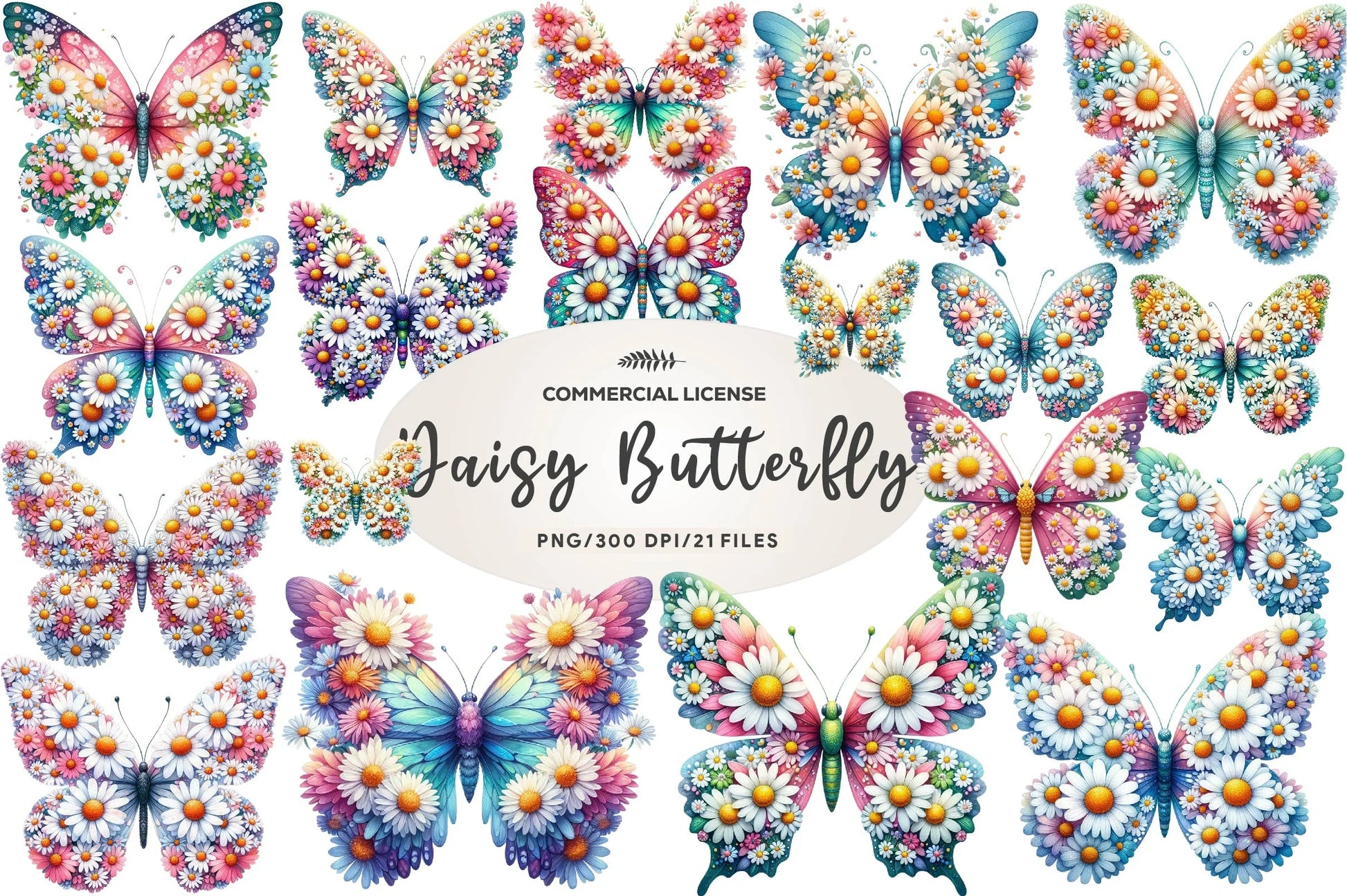 Daisy Butterfly Clip Art Clipart Bundle - CraftNest - Digital Crafting and Art