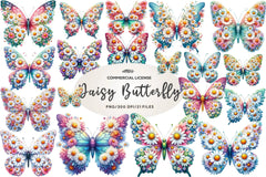 Daisy Butterfly Clip Art Clipart Bundle - CraftNest - Digital Crafting and Art