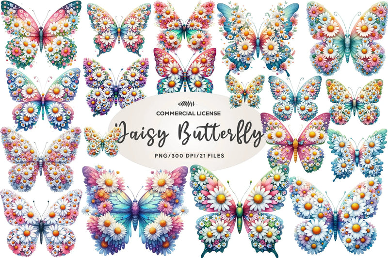 Daisy Butterfly Clip Art Clipart Bundle - CraftNest - Digital Crafting and Art