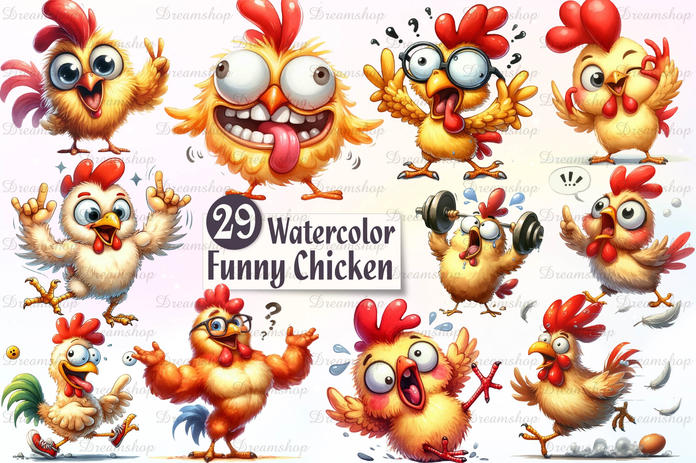 Cute Chicken Funny Chicken Clipart Bundle - CraftNest - Digital Crafting and Art