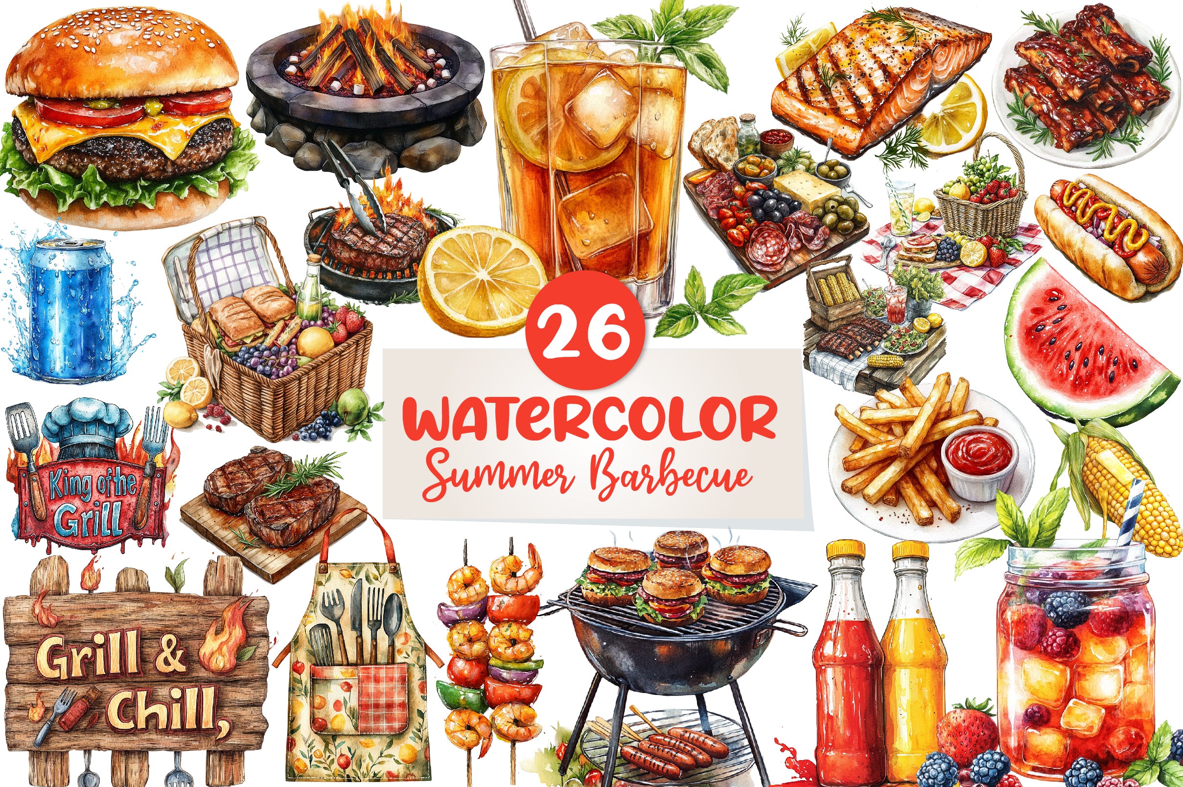 Summer Barbecue Day Clipart Bundle - CraftNest - Digital Crafting and Art