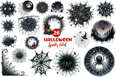 Black Cobweb Frame Halloween Spider Web Clipart Bundle - CraftNest - Digital Crafting and Art