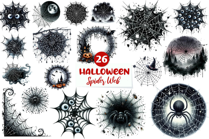 Black Cobweb Frame Halloween Spider Web Clipart Bundle - CraftNest - Digital Crafting and Art