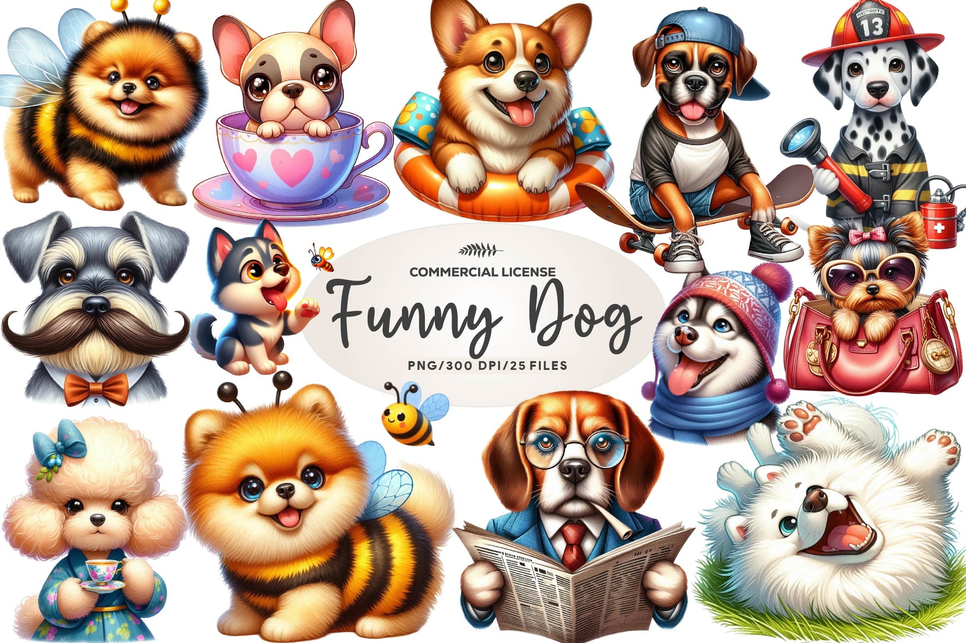 Quirky Funny Dog Clipart Bundle - CraftNest - Digital Crafting and Art