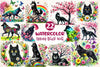 Spring Black Wolf Clipart Bundle