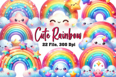 Cute Rainbow Clipart Bundle - CraftNest - Digital Crafting and Art