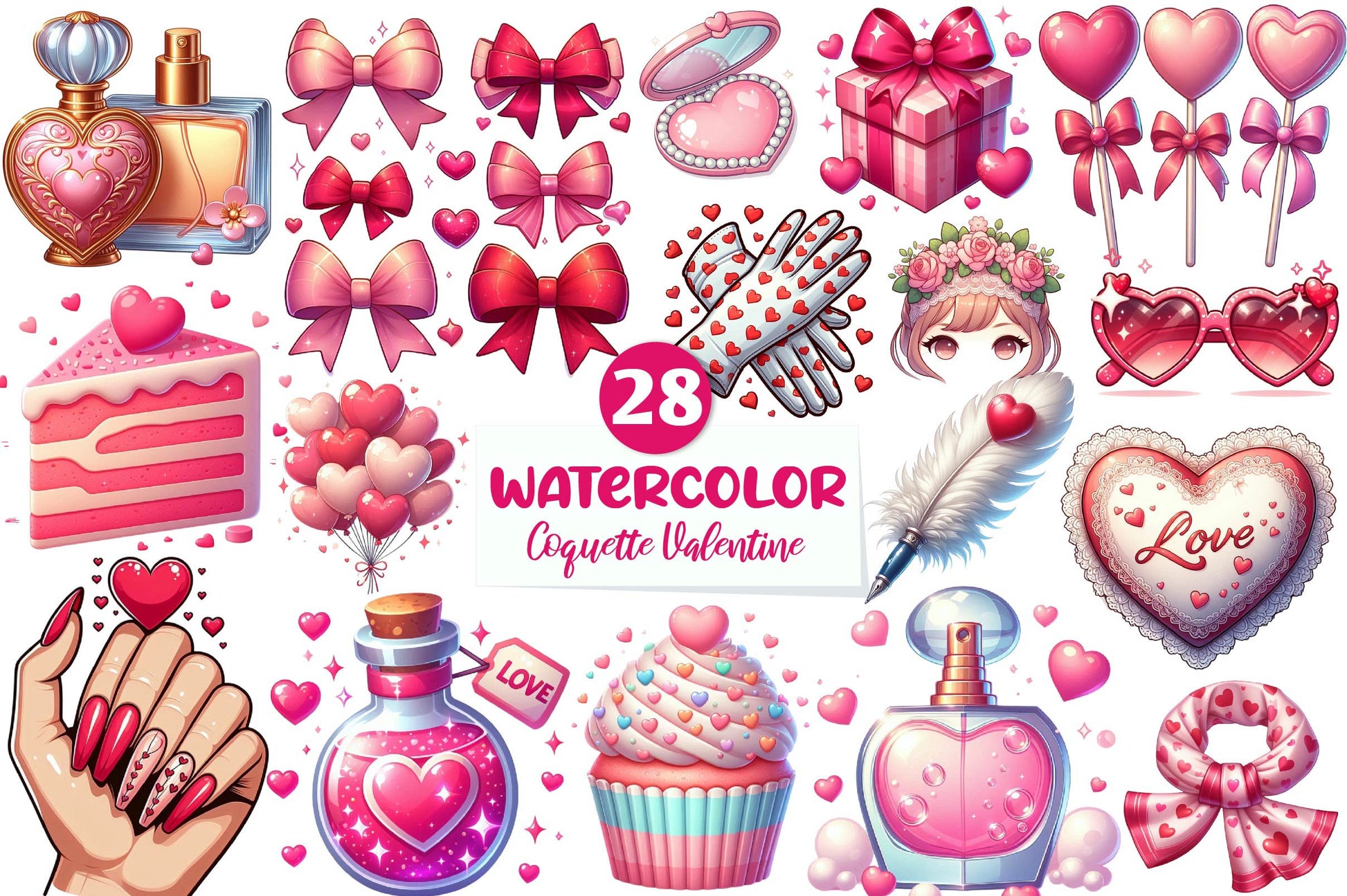 Coquette Valentine Clipart Bundle - CraftNest - Digital Crafting and Art