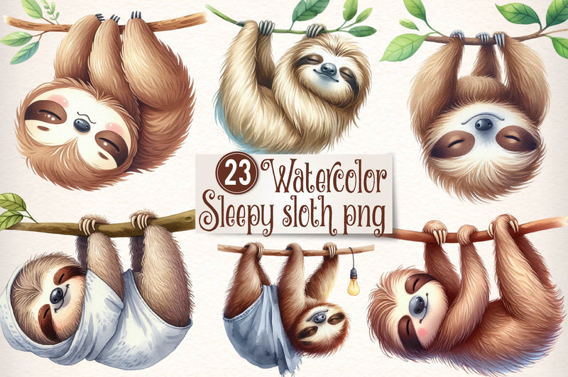 Sleepy Sloth Clipart Bundle - CraftNest - Digital Crafting and Art