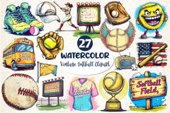 Vintage Softball Clipart Bundle 2 - CraftNest - Digital Crafting and Art