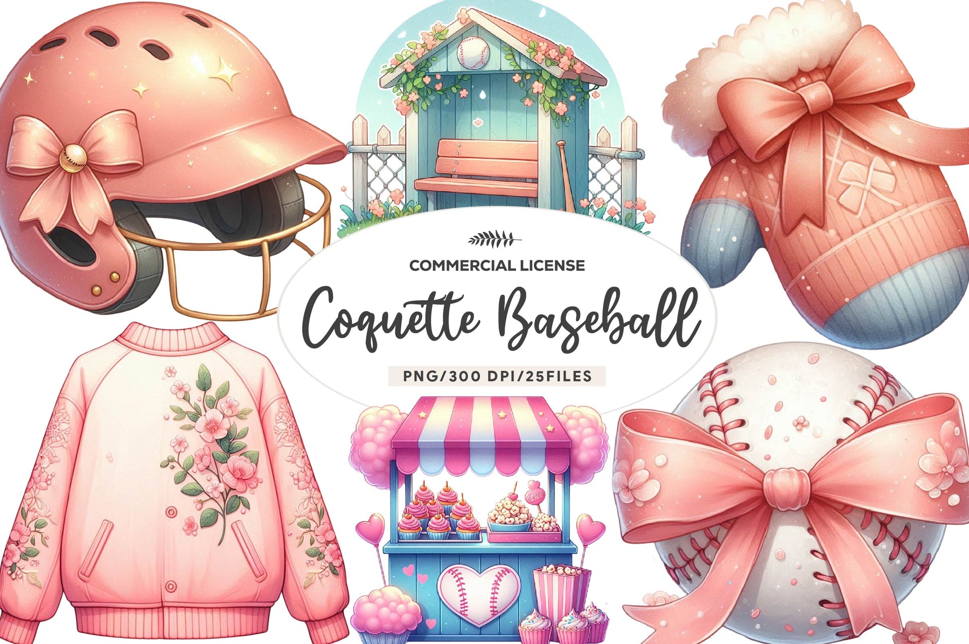 Coquette Baseball Clipart Bundle - CraftNest - Digital Crafting and Art