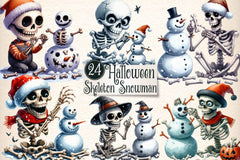 Funny Halloween Skeleton Snowman Clipart Bundle - CraftNest - Digital Crafting and Art