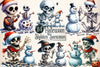 Funny Halloween Skeleton Snowman Clipart Bundle