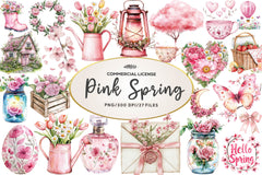 Pink Spring Clipart Bundle  2 - CraftNest - Digital Crafting and Art