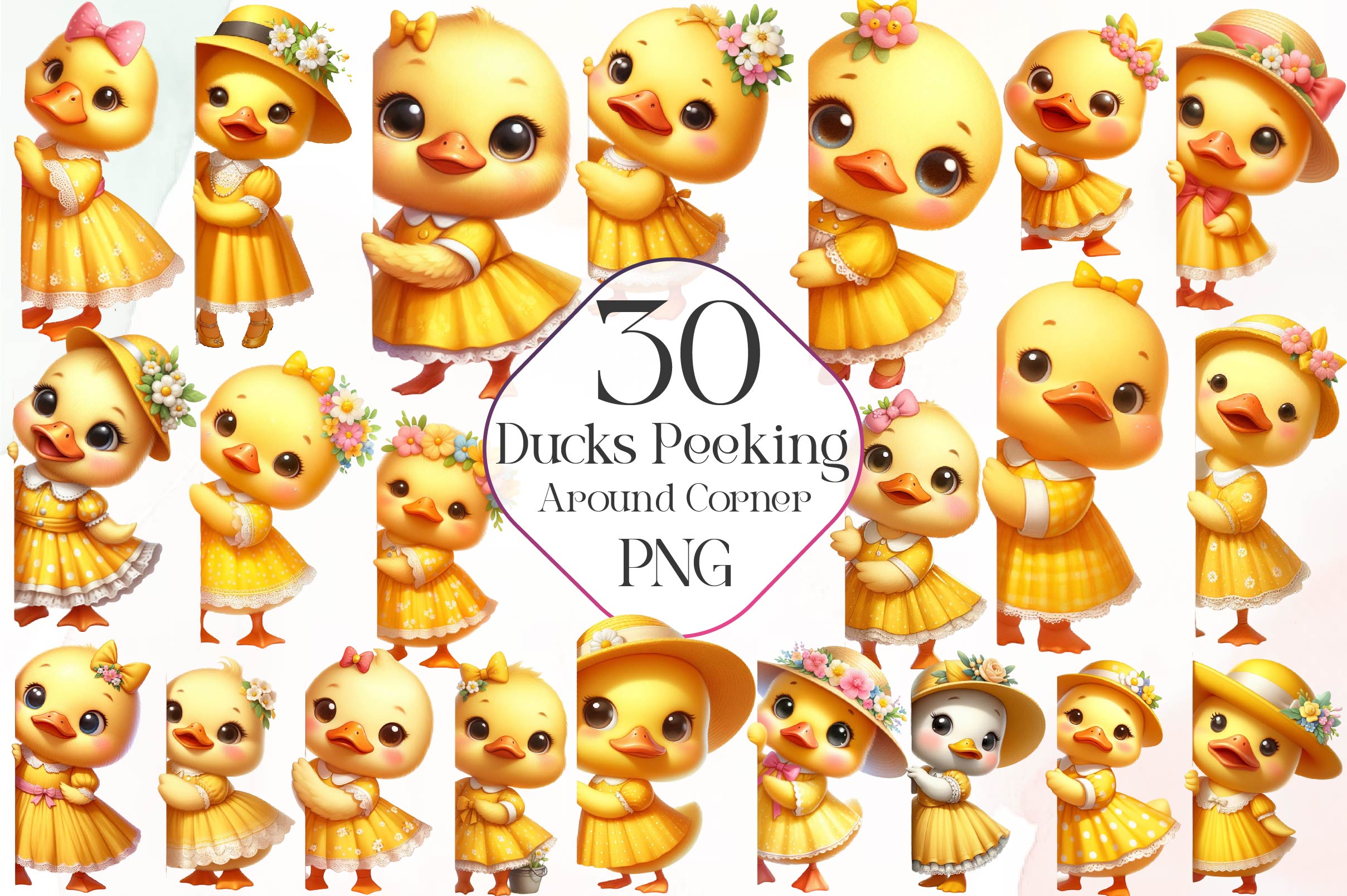 Ducks Peeking Around Corner Clipart Bundle - CraftNest - Digital Crafting and Art
