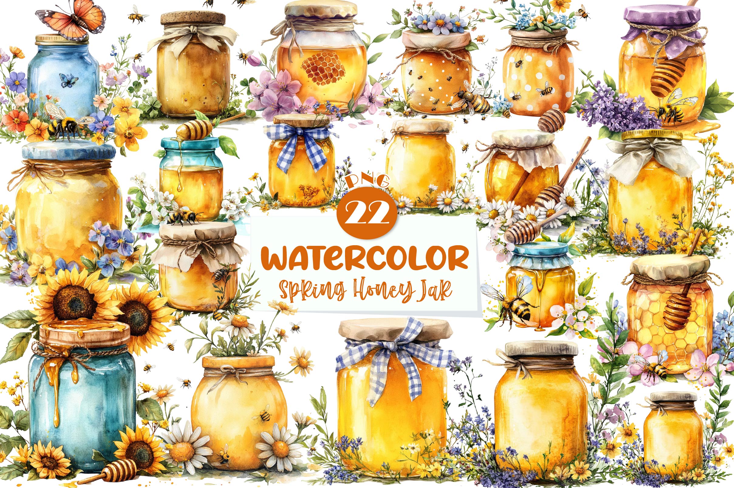 Spring Honey Jar Clipart Bundle - CraftNest - Digital Crafting and Art