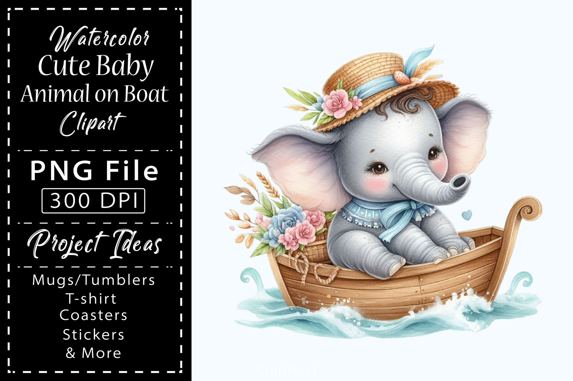 Cute Baby Animals Boat Clipart Bundle 12 - CraftNest - Digital Crafting and Art