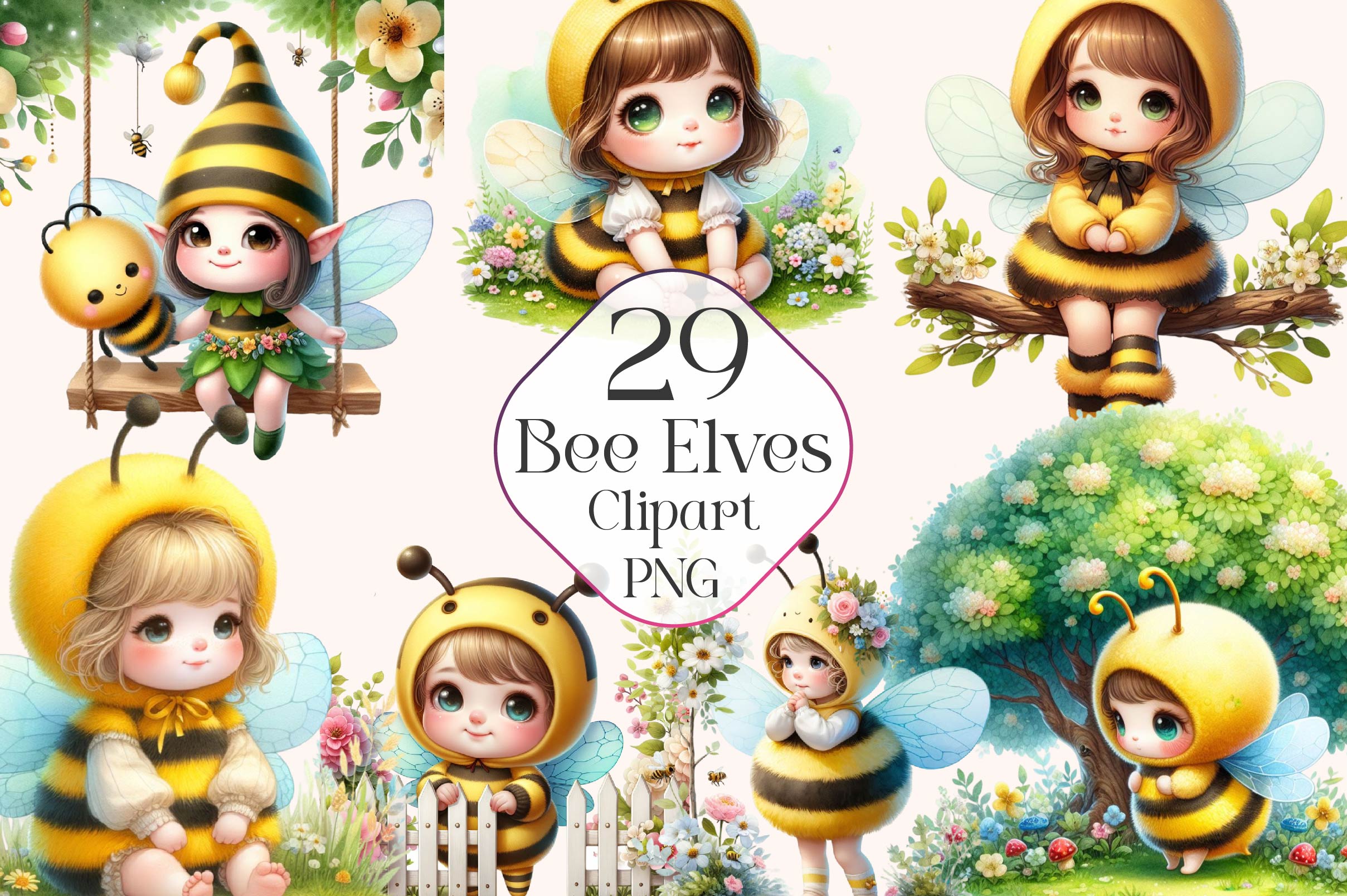 Elf Bee Bee Elves Clipart Bundle - CraftNest - Digital Crafting and Art