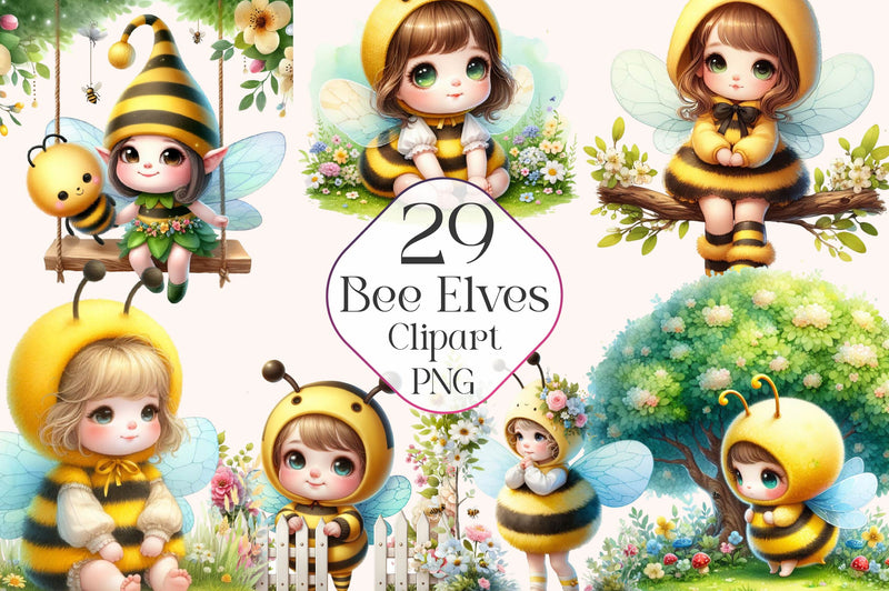 Elf Bee Bee Elves Clipart Bundle - CraftNest - Digital Crafting and Art