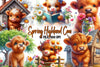 Spring Highland Cow Clipart Bundle 1