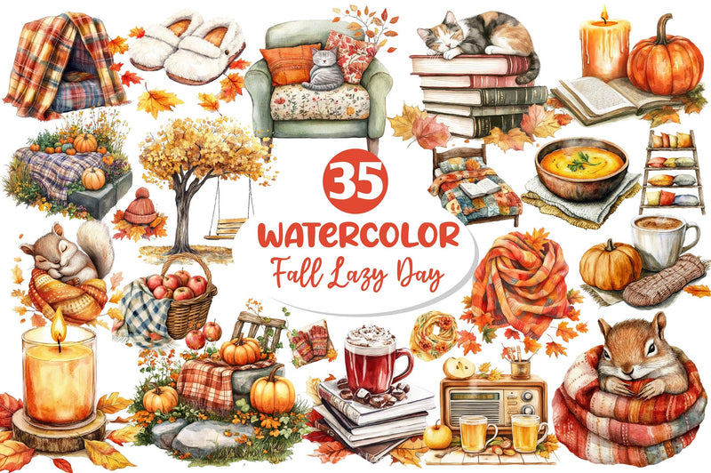 Fall Lazy Day Clipart Bundle 4 - CraftNest - Digital Crafting and Art
