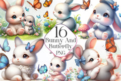 Bunny And Butterfly Clipart Bundle - CraftNest - Digital Crafting and Art