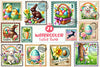 Easter Postage Stamp Clipart Bundle
