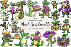 Mardi Gras Crocodile Clipart Bundle 1 - CraftNest - Digital Crafting and Art