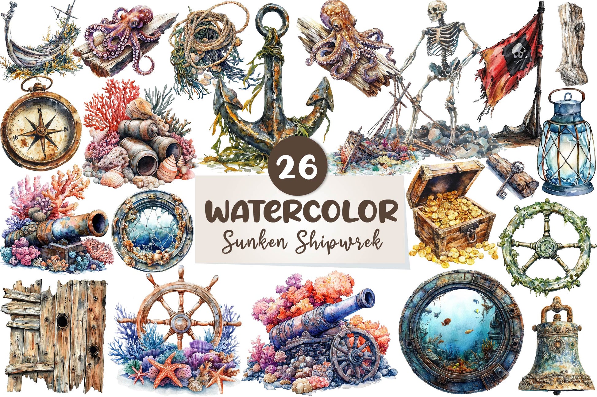 Collection A Sunken Shipwreck Clipart Bundle - CraftNest - Digital Crafting and Art