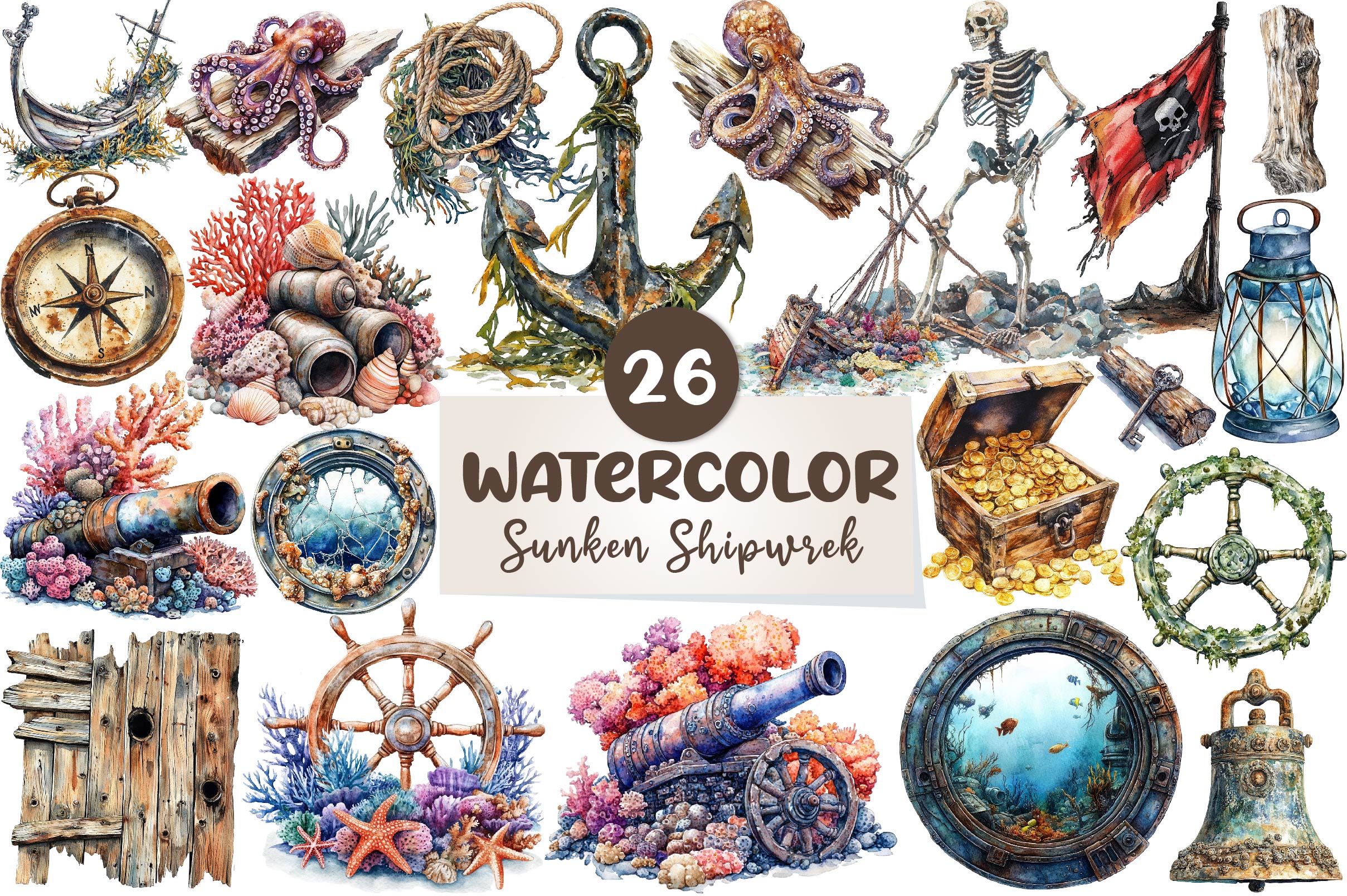 Collection A Sunken Shipwreck Clipart Bundle - CraftNest - Digital Crafting and Art