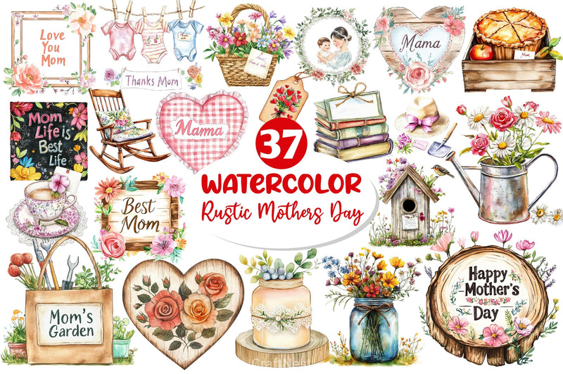 Rustic Mothers Day Clipart Bundle 2 - CraftNest - Digital Crafting and Art