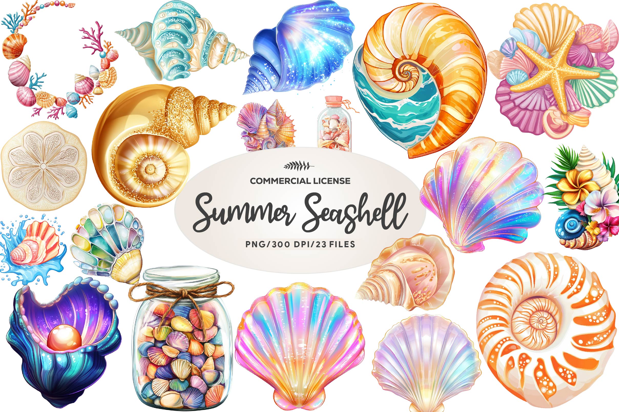 Summer Seashell Clipart Bundle - CraftNest - Digital Crafting and Art
