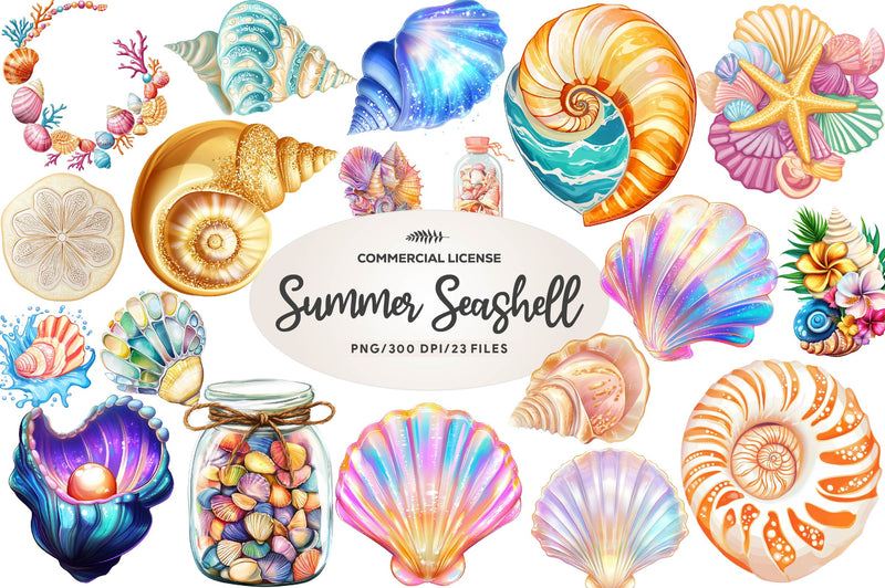 Summer Seashell Clipart Bundle - CraftNest - Digital Crafting and Art