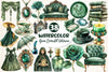Green Emerald Victorian Clipart Bundle