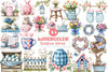 Blue & Pink Gingham Spring Clipart Bundle