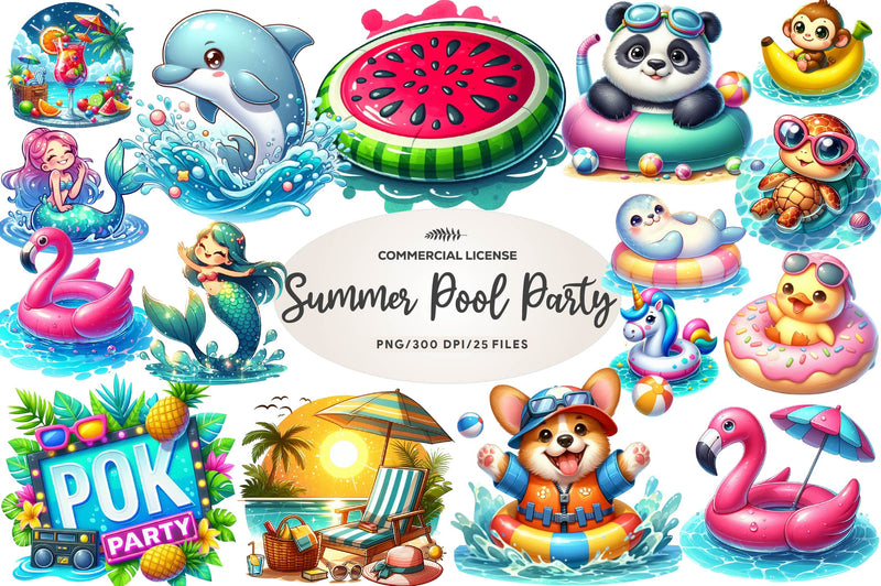 Pool Party Clipart Bundle - CraftNest - Digital Crafting and Art