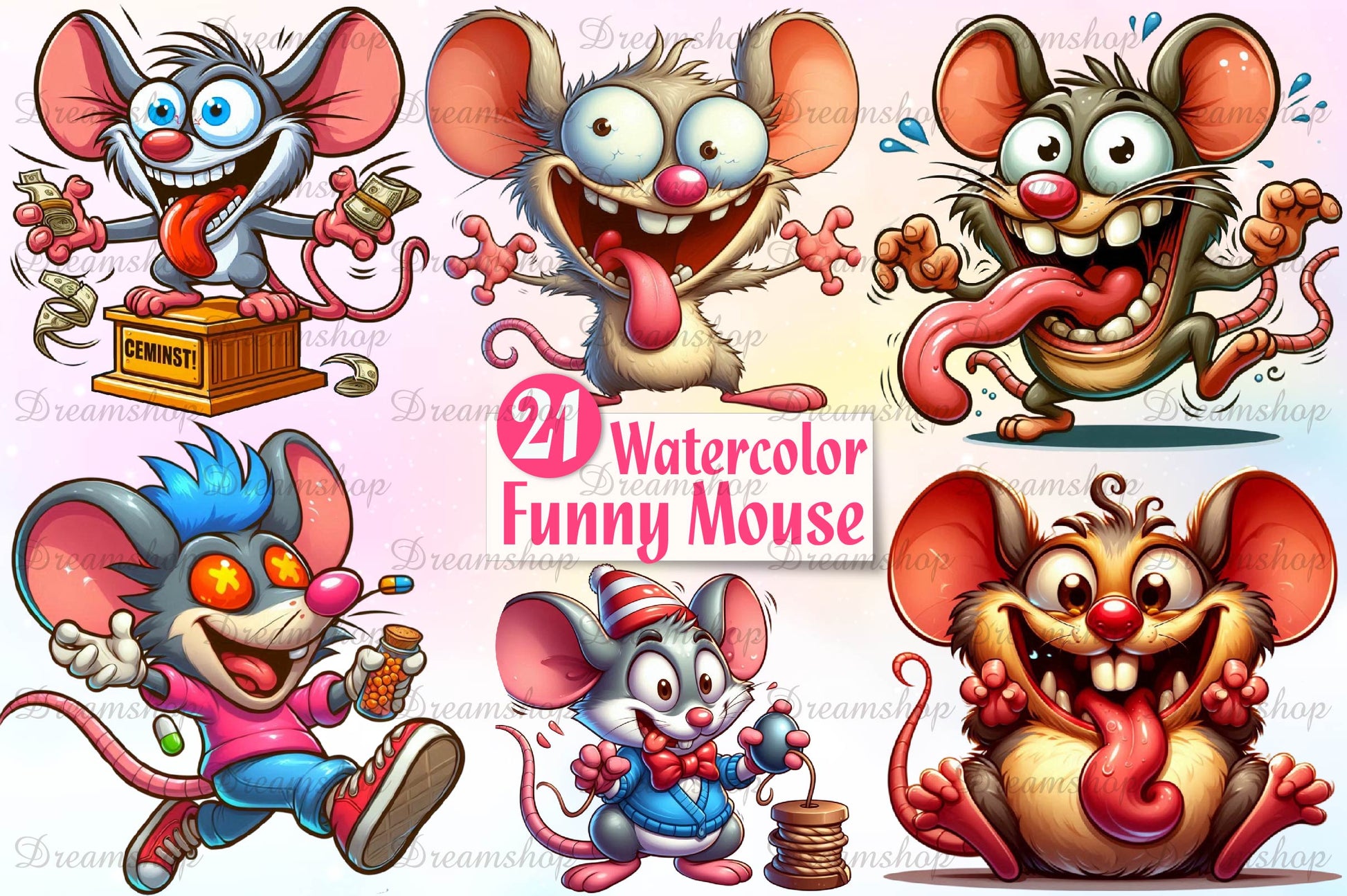 Mouse Funny Mouse Clipart Bundle - CraftNest - Digital Crafting and Art
