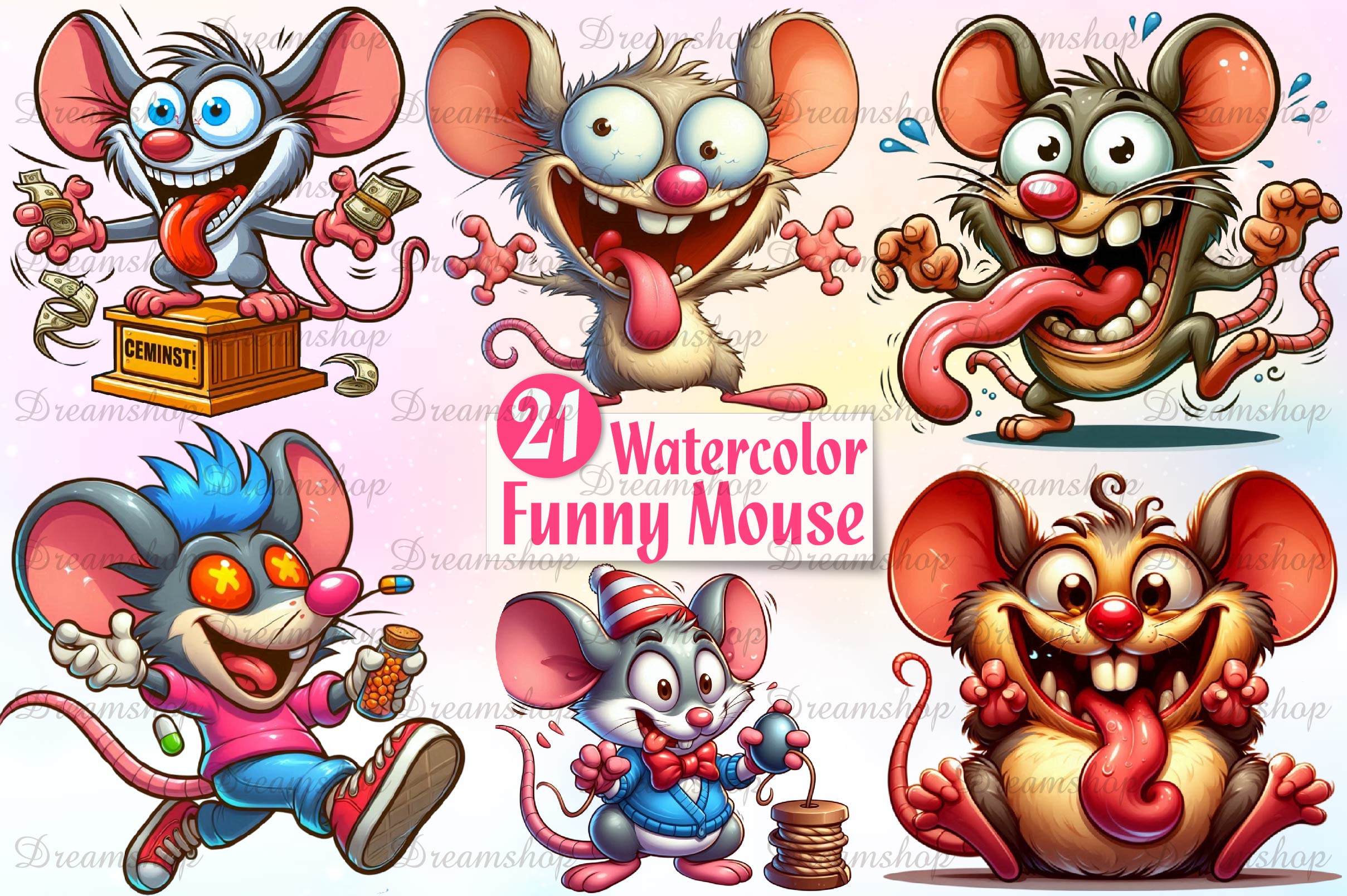 Mouse Funny Mouse Clipart Bundle - CraftNest - Digital Crafting and Art