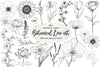 Botanical Line Art Designs Flower Clipart Bundle