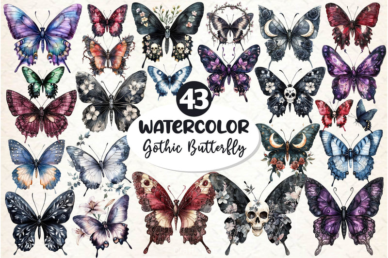 Gothic Spring Butterfly Clipart Bundle 2 - CraftNest - Digital Crafting and Art