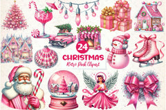 Retro Pink Christmas Clipart Bundle - CraftNest - Digital Crafting and Art