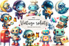 Cute Vintage Robots Clipart Bundle