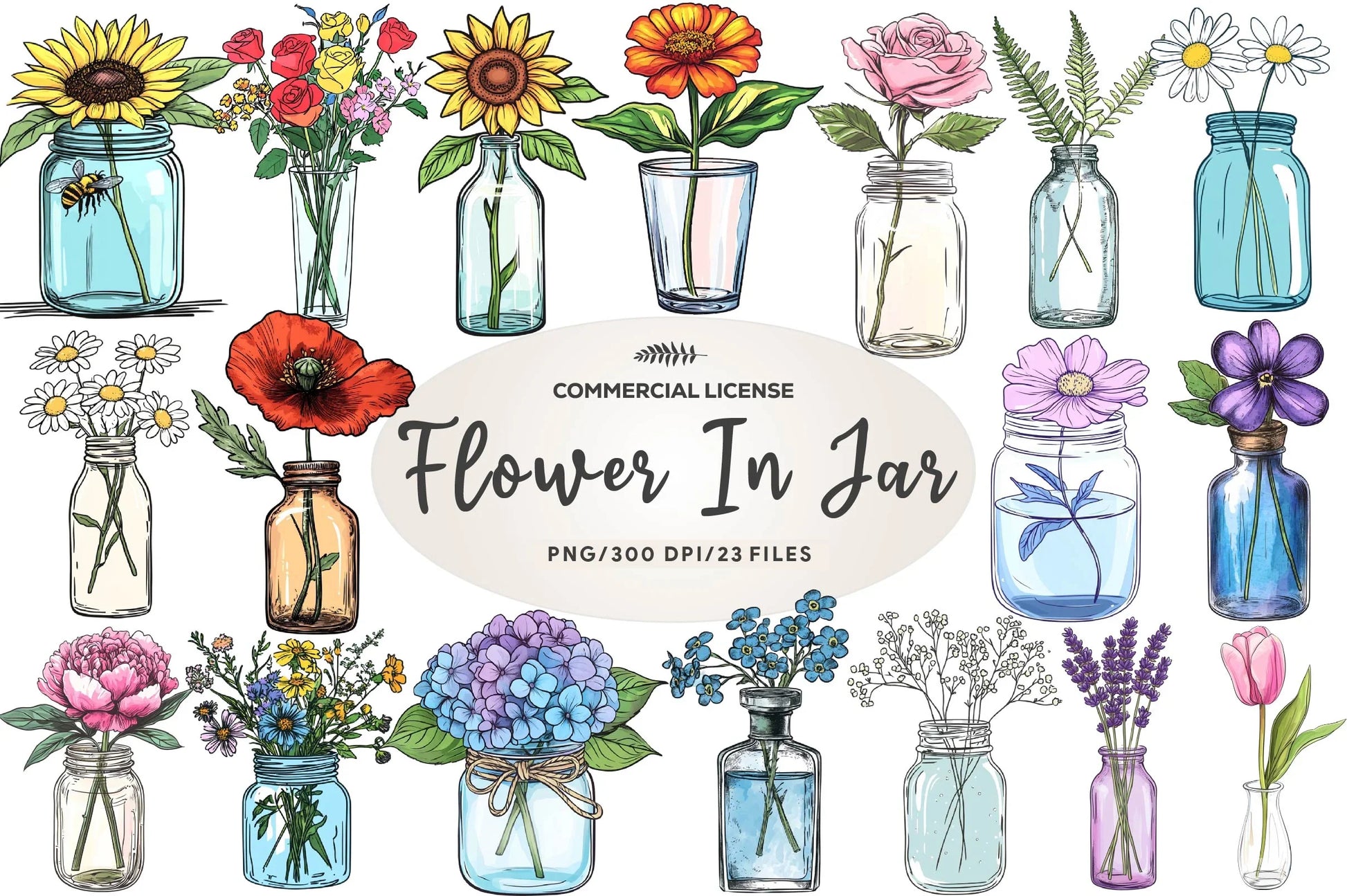 Flower In Jar Clipart Bundle - CraftNest - Digital Crafting and Art
