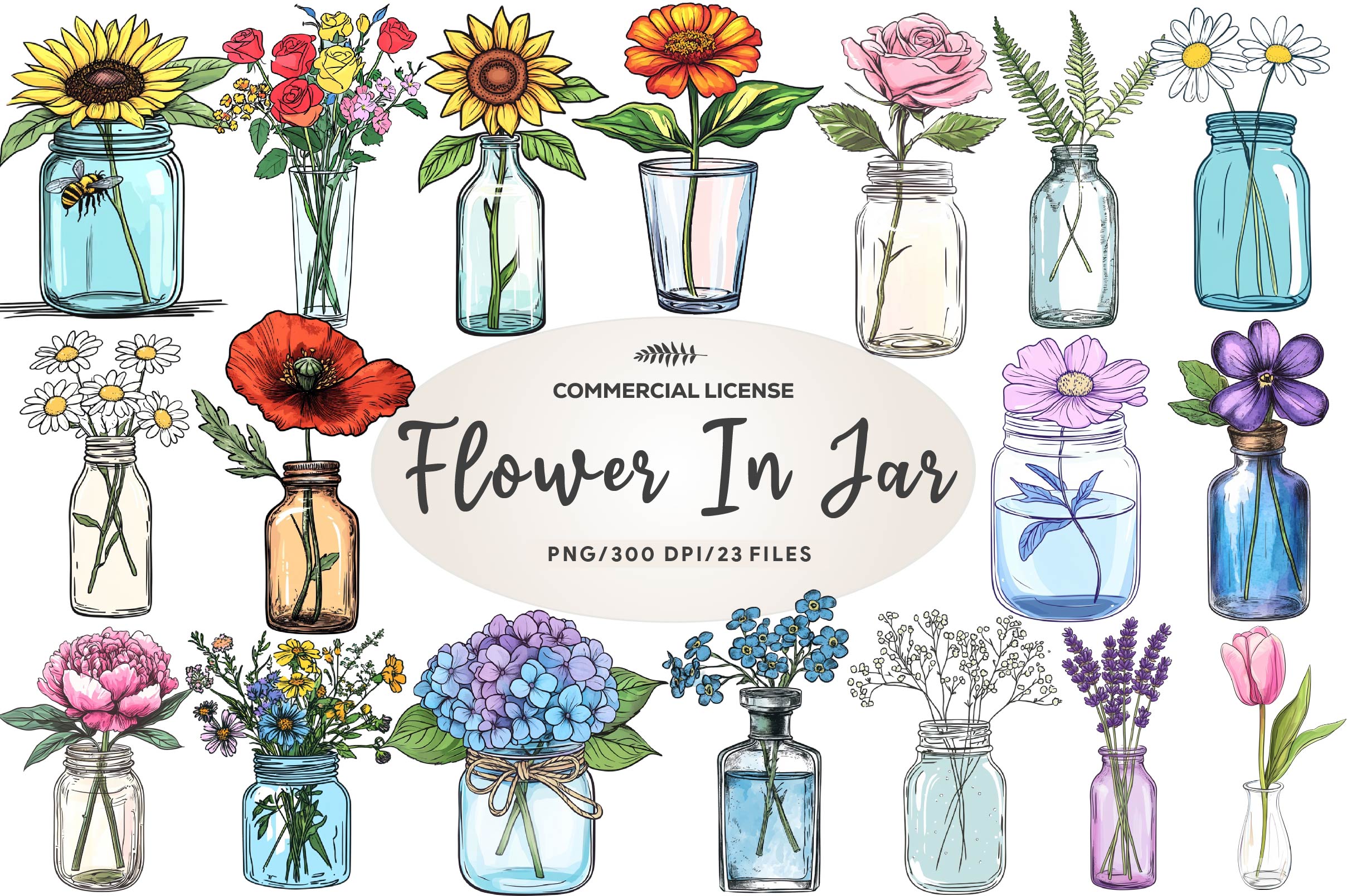 Flower In Jar Clipart Bundle - CraftNest - Digital Crafting and Art