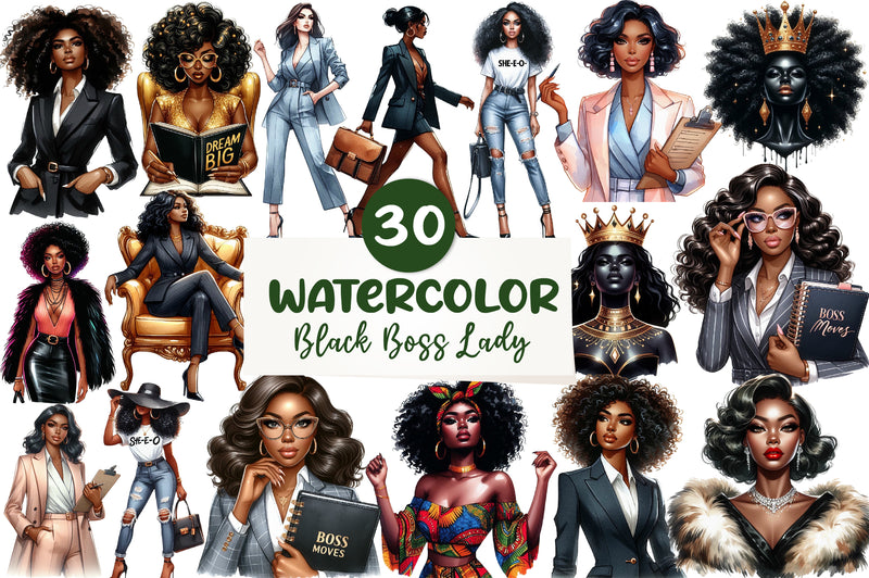 Black Boss Lady Clipart Bundle - CraftNest - Digital Crafting and Art