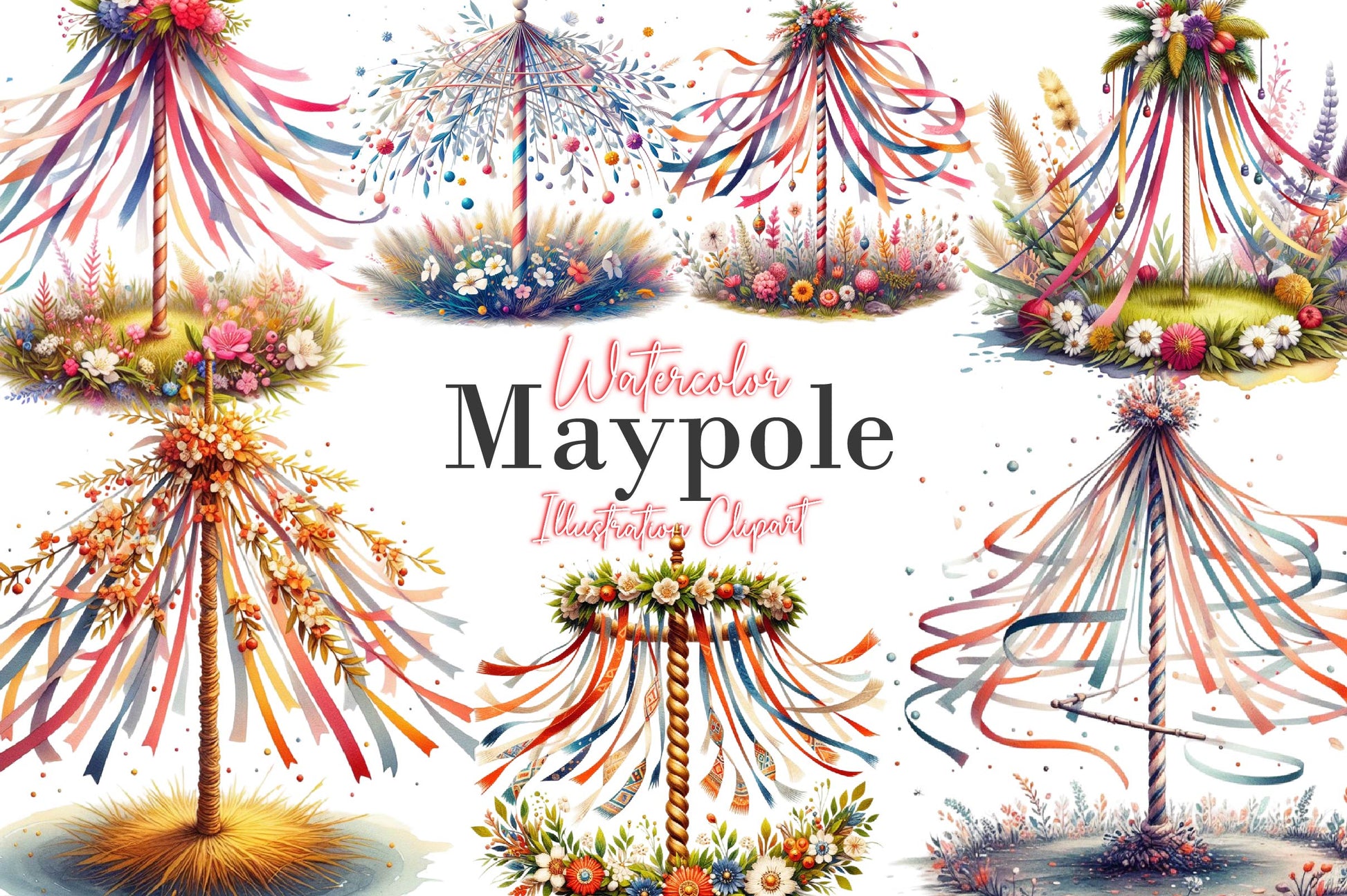 Maypole Clipart Bundle - CraftNest - Digital Crafting and Art