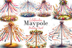 Maypole Clipart Bundle - CraftNest - Digital Crafting and Art