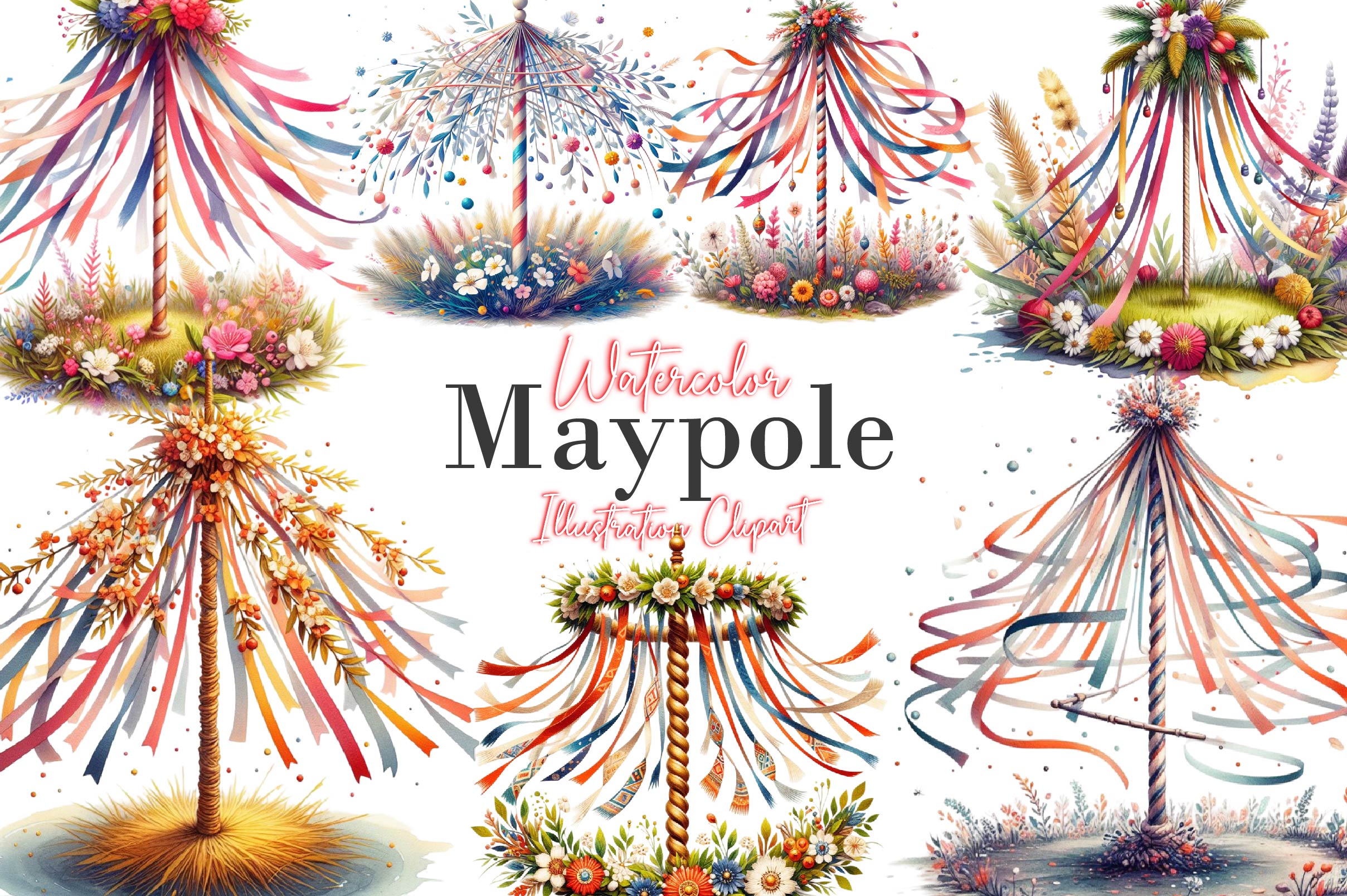 Maypole Clipart Bundle - CraftNest - Digital Crafting and Art