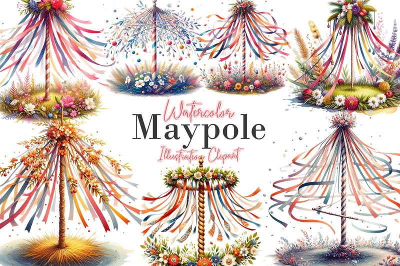 Maypole Clipart Bundle - CraftNest - Digital Crafting and Art