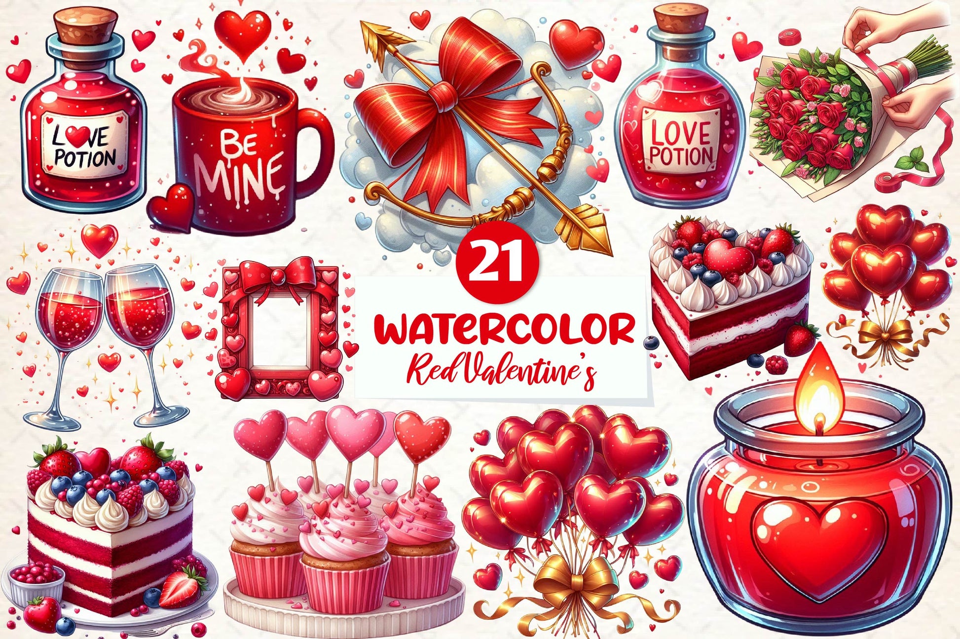 Red Valentines Day Prep Clipart Bundle - CraftNest - Digital Crafting and Art