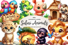 Cute Safari Animals Clipart Bundle - CraftNest - Digital Crafting and Art